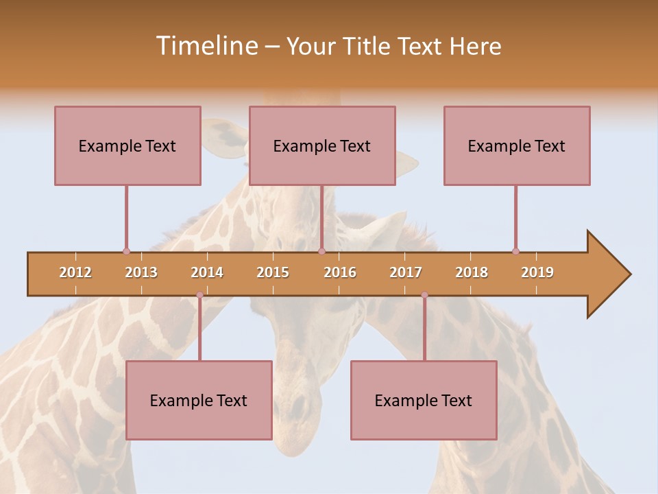 Giraffe Couple In Love With Blue Sky On Background PowerPoint Template