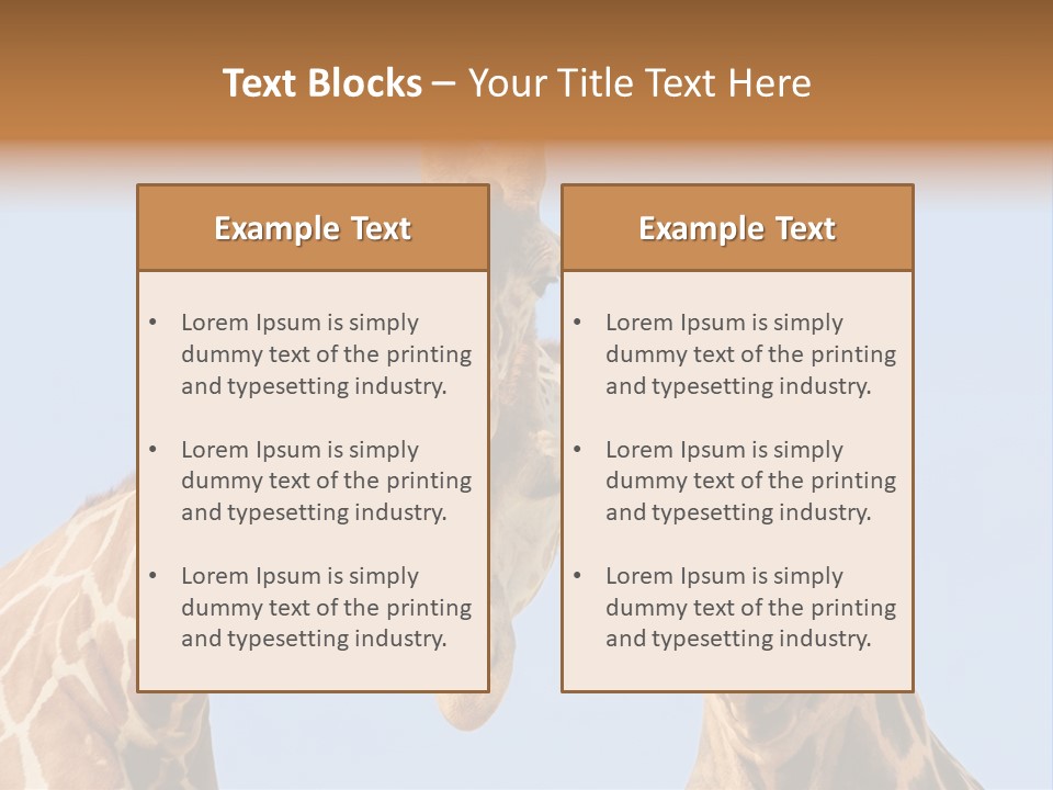 Giraffe Couple In Love With Blue Sky On Background PowerPoint Template
