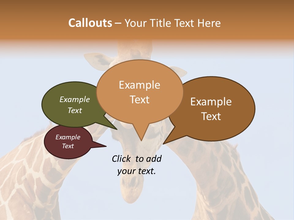 Giraffe Couple In Love With Blue Sky On Background PowerPoint Template