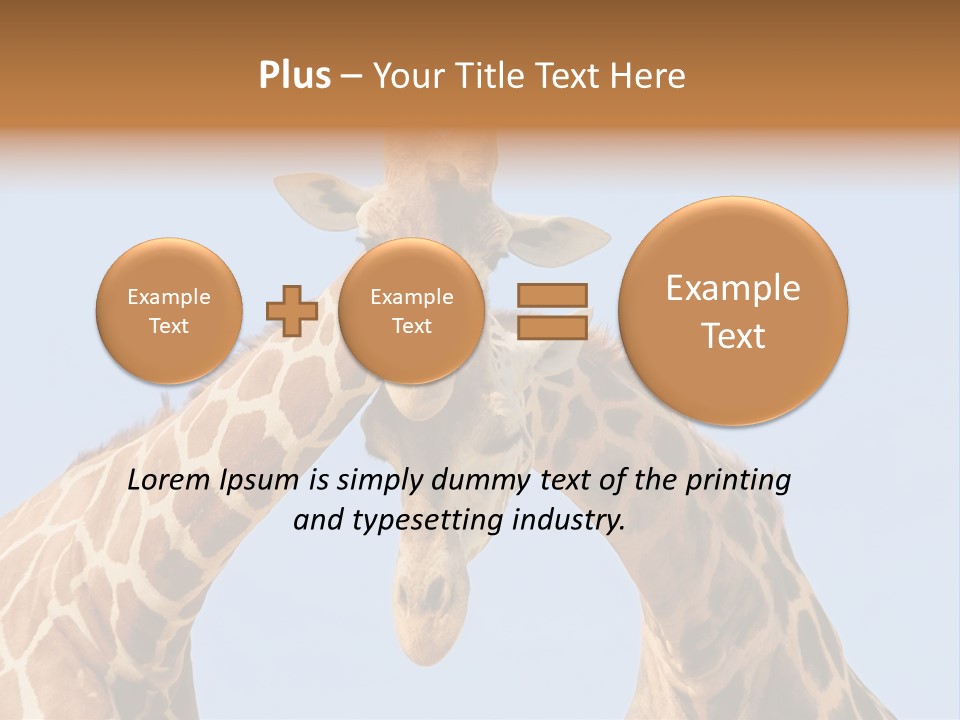 Giraffe Couple In Love With Blue Sky On Background PowerPoint Template