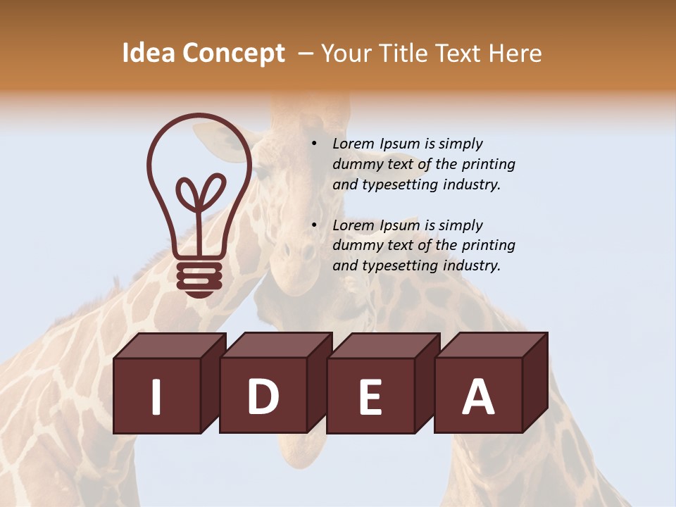 Giraffe Couple In Love With Blue Sky On Background PowerPoint Template