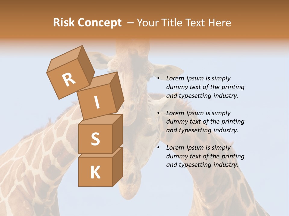 Giraffe Couple In Love With Blue Sky On Background PowerPoint Template