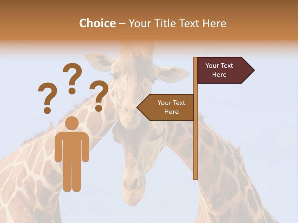 Giraffe Couple In Love With Blue Sky On Background PowerPoint Template