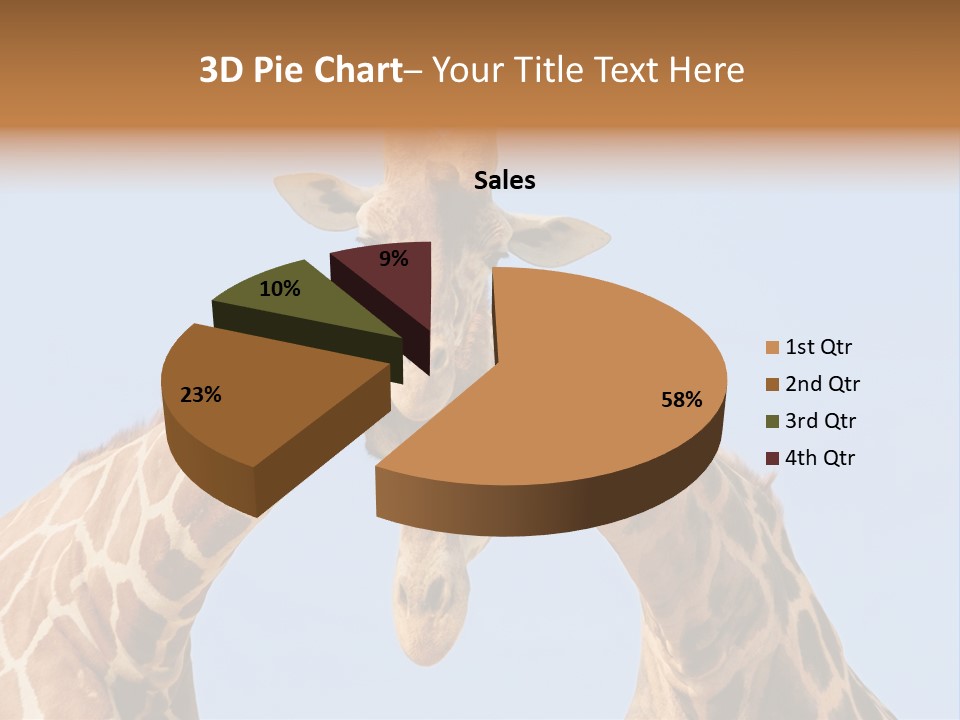 Giraffe Couple In Love With Blue Sky On Background PowerPoint Template