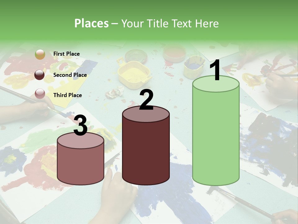 Little Children Painting During Art Class PowerPoint Template