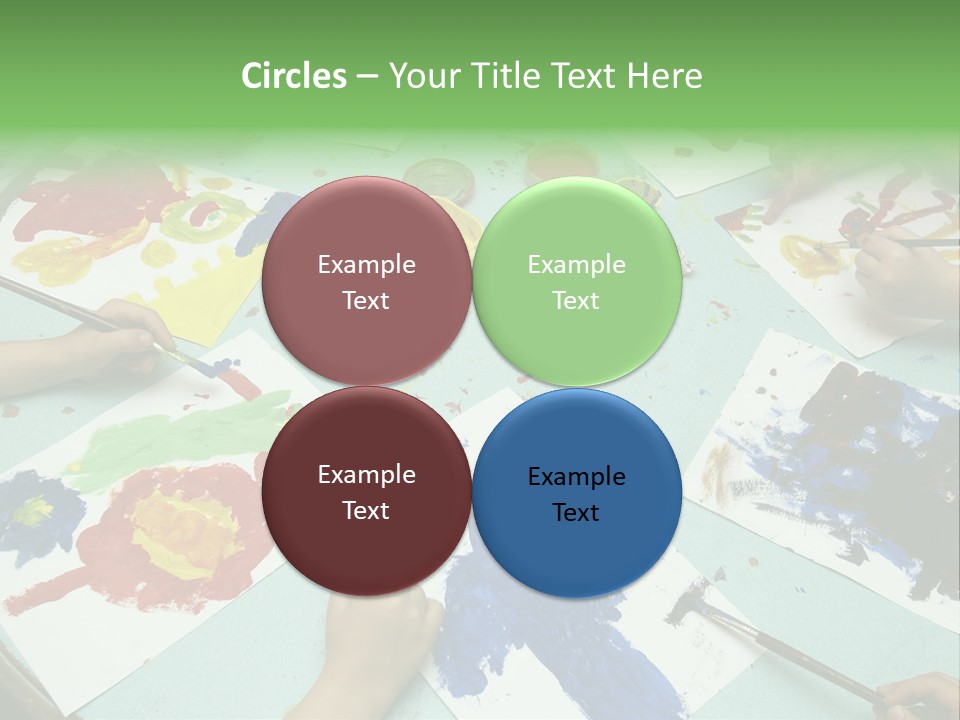 Little Children Painting During Art Class PowerPoint Template