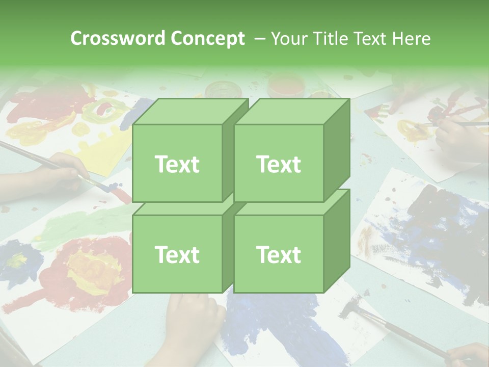 Little Children Painting During Art Class PowerPoint Template