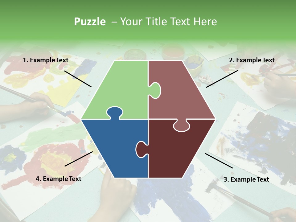 Little Children Painting During Art Class PowerPoint Template