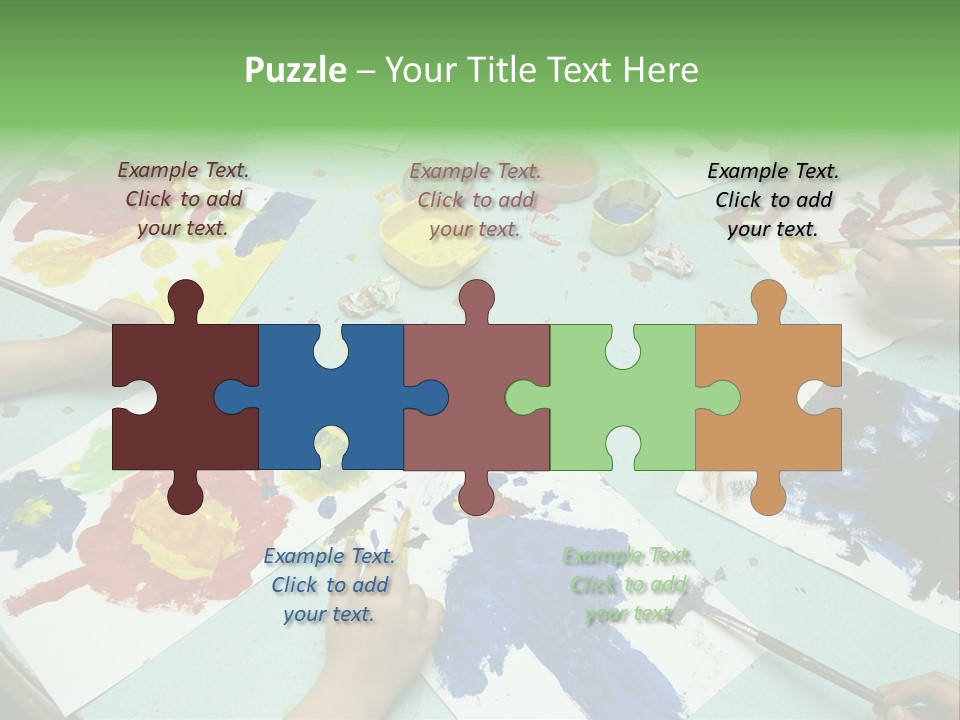 Little Children Painting During Art Class PowerPoint Template