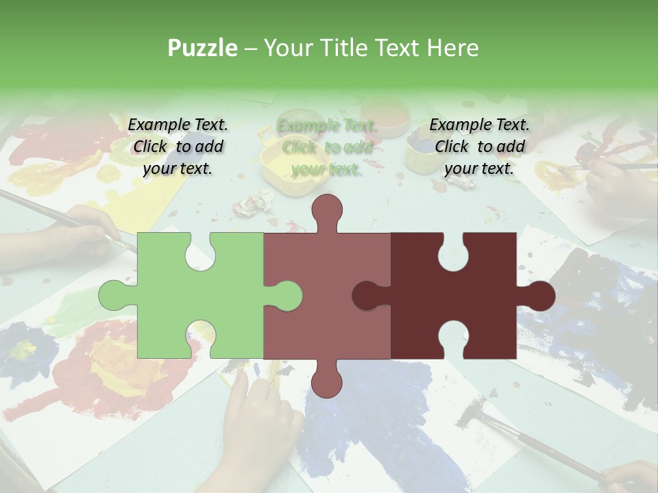 Little Children Painting During Art Class PowerPoint Template