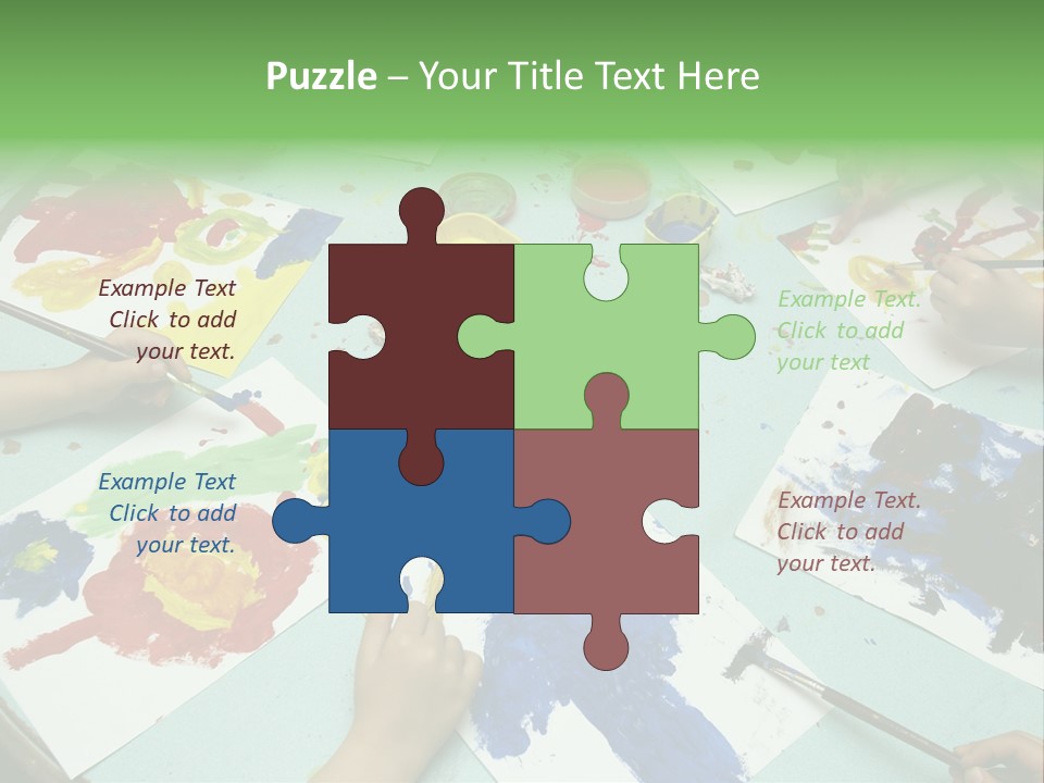 Little Children Painting During Art Class PowerPoint Template