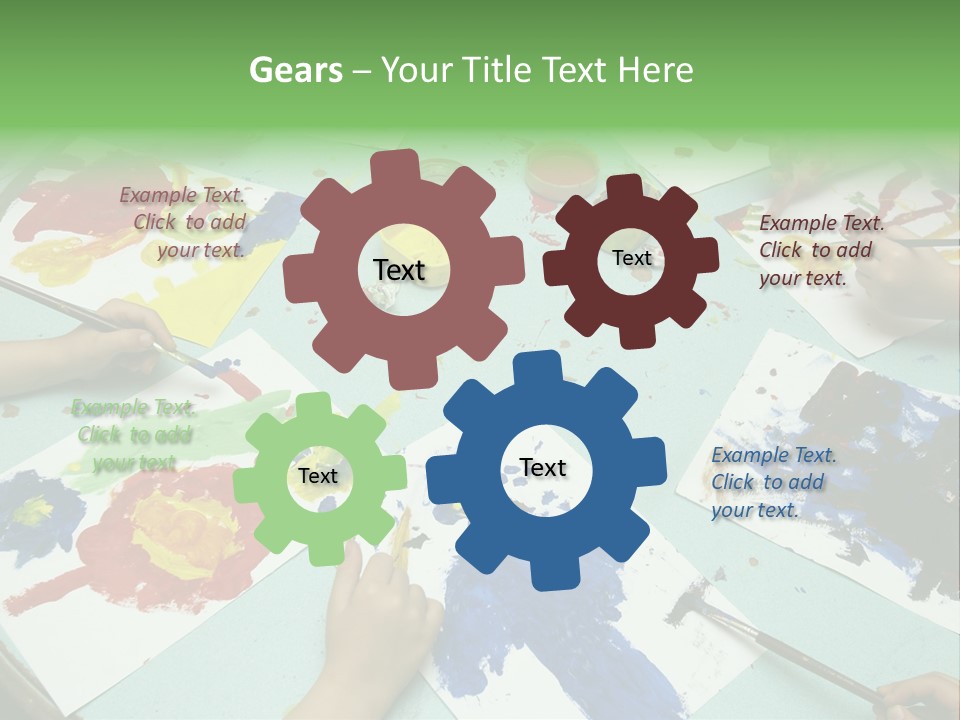 Little Children Painting During Art Class PowerPoint Template