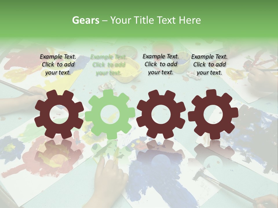 Little Children Painting During Art Class PowerPoint Template