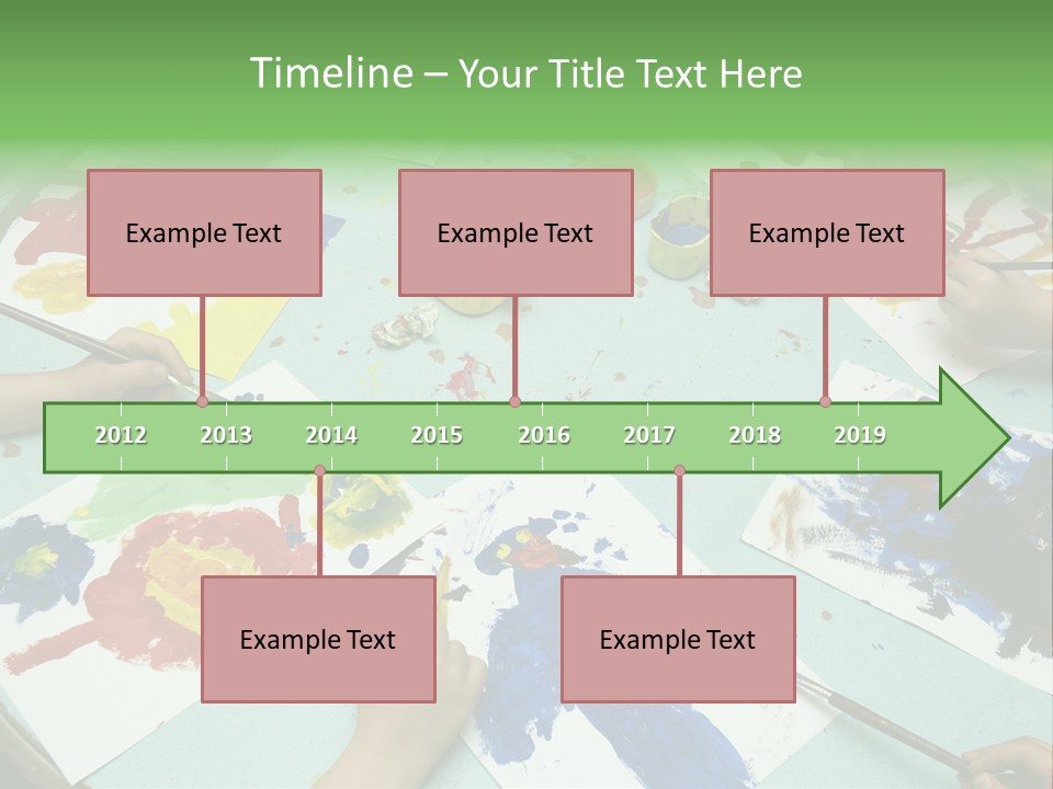 Little Children Painting During Art Class PowerPoint Template