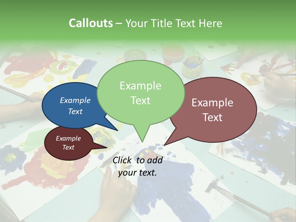 Little Children Painting During Art Class PowerPoint Template