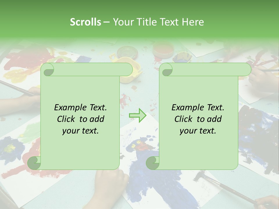 Little Children Painting During Art Class PowerPoint Template