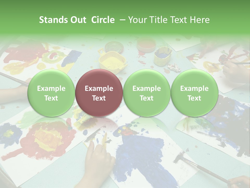 Little Children Painting During Art Class PowerPoint Template