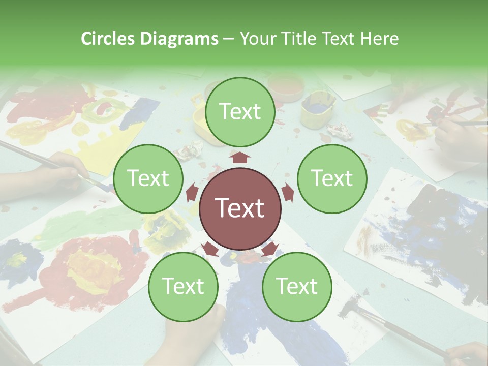 Little Children Painting During Art Class PowerPoint Template