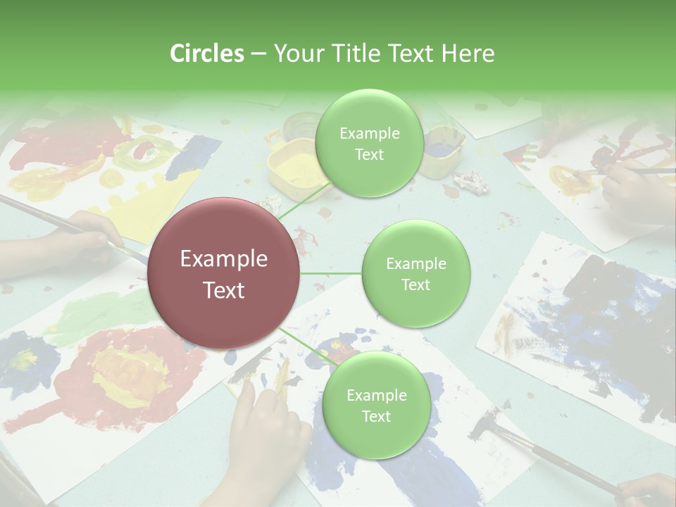 Little Children Painting During Art Class PowerPoint Template