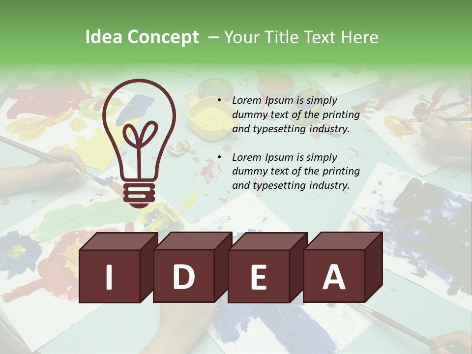 Little Children Painting During Art Class PowerPoint Template