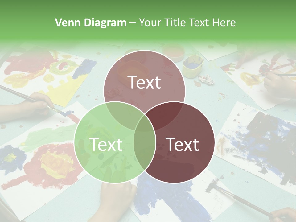 Little Children Painting During Art Class PowerPoint Template