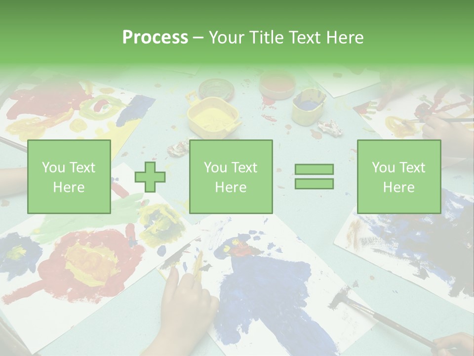 Little Children Painting During Art Class PowerPoint Template