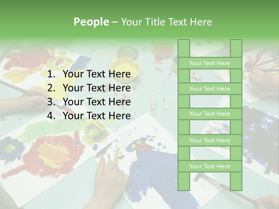 Little Children Painting During Art Class PowerPoint Template