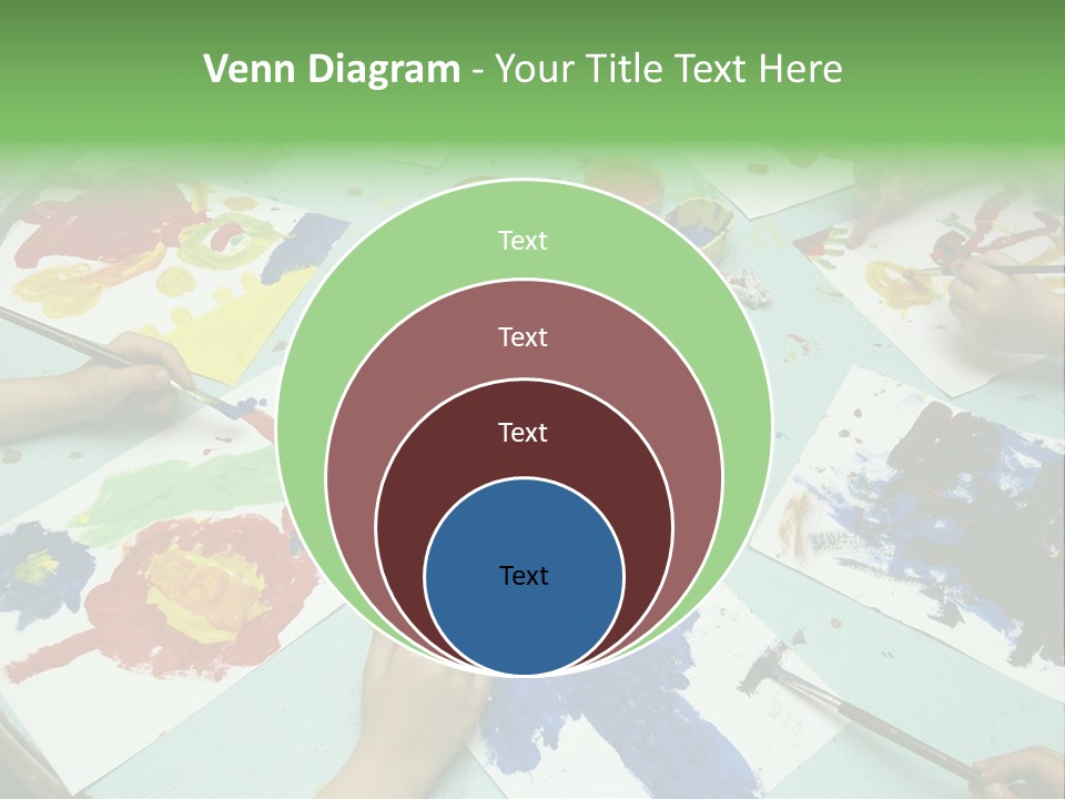 Little Children Painting During Art Class PowerPoint Template
