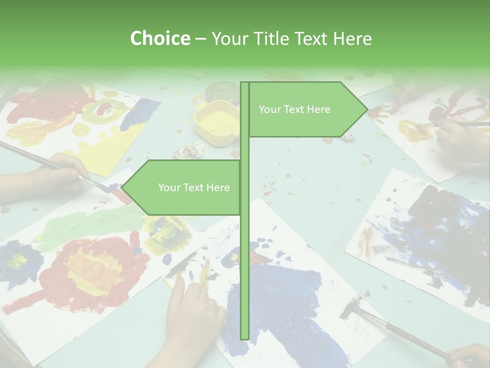 Little Children Painting During Art Class PowerPoint Template