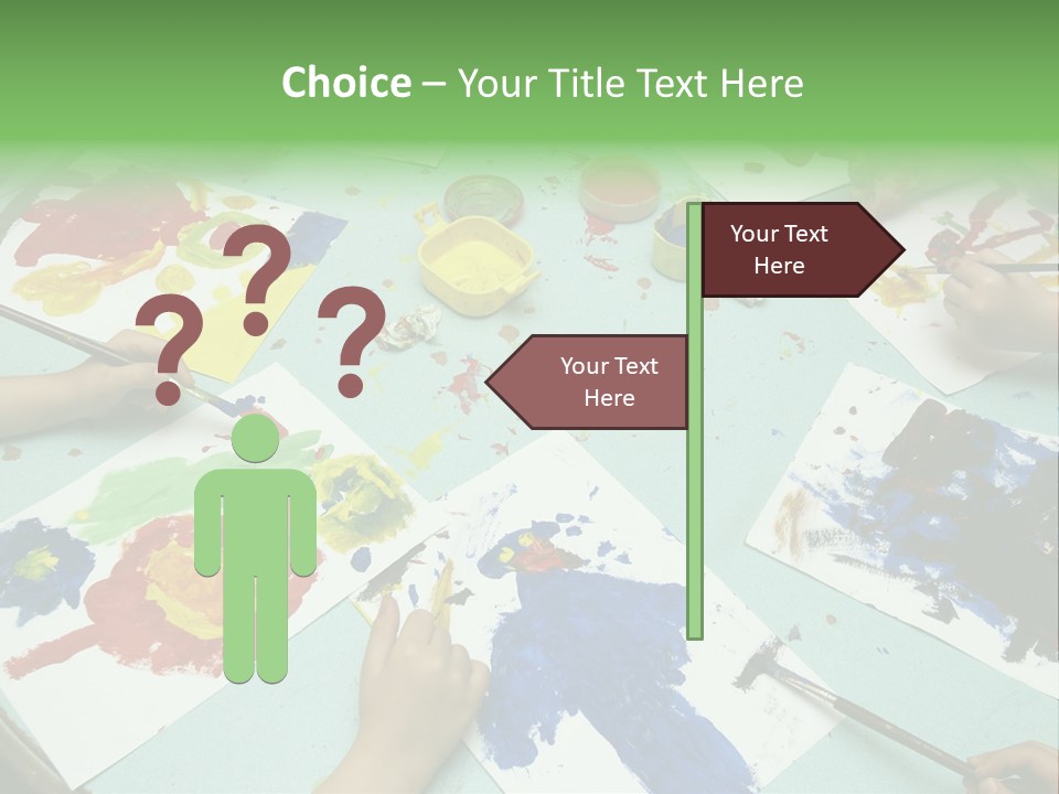 Little Children Painting During Art Class PowerPoint Template