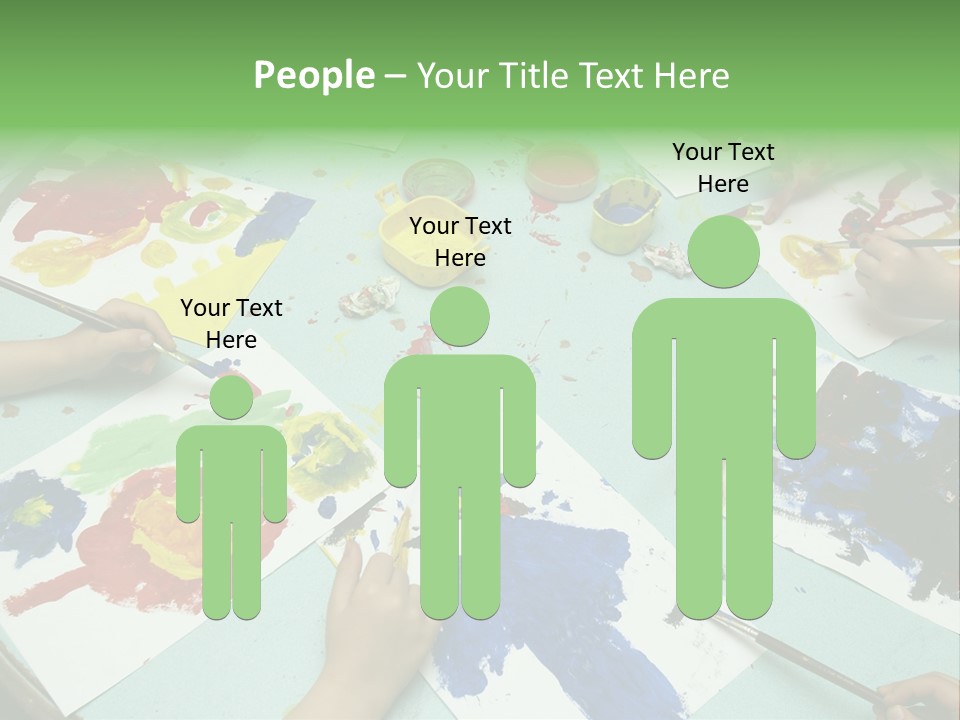 Little Children Painting During Art Class PowerPoint Template