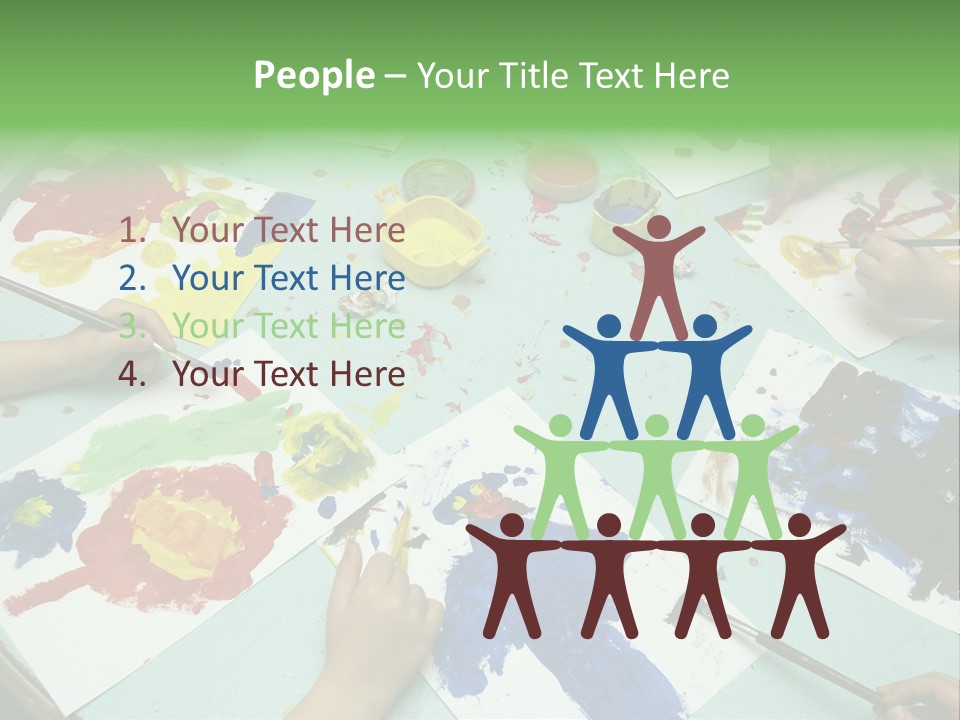 Little Children Painting During Art Class PowerPoint Template