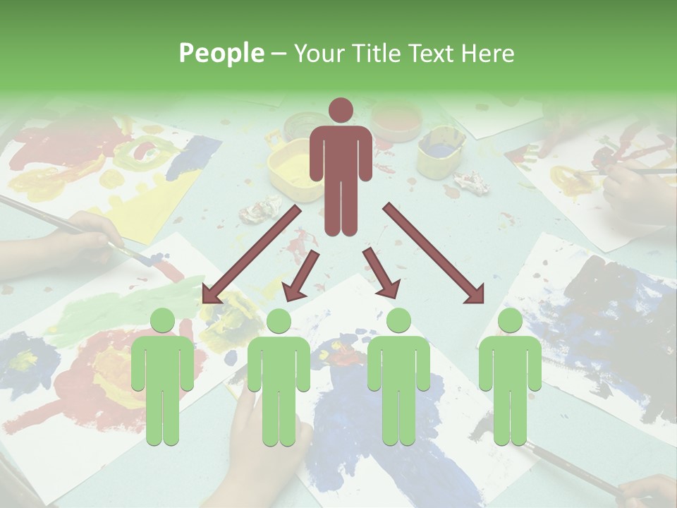 Little Children Painting During Art Class PowerPoint Template