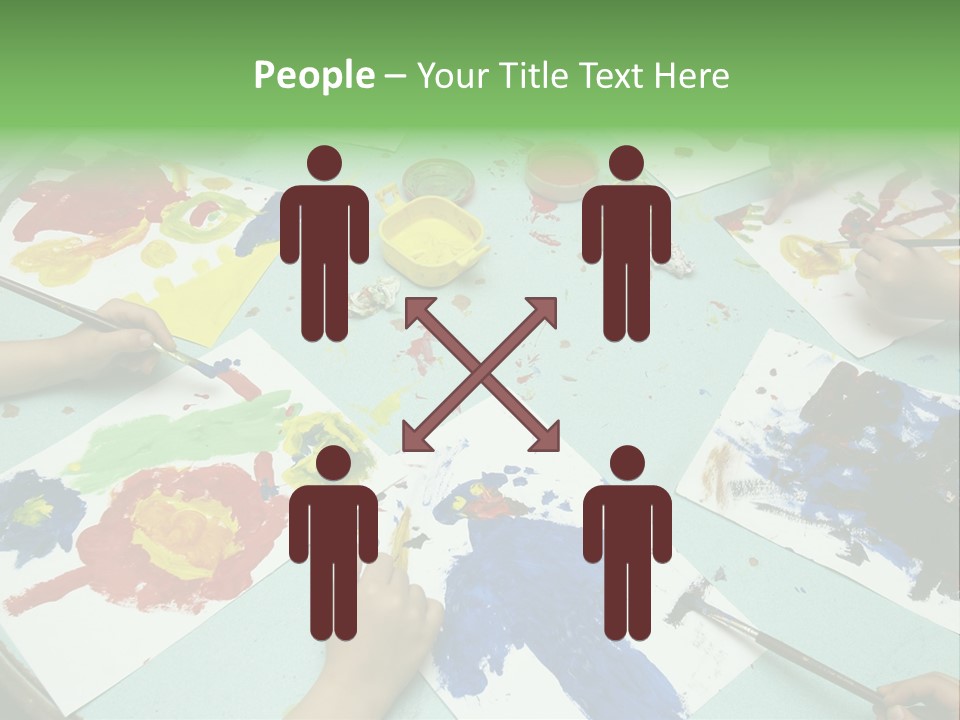 Little Children Painting During Art Class PowerPoint Template