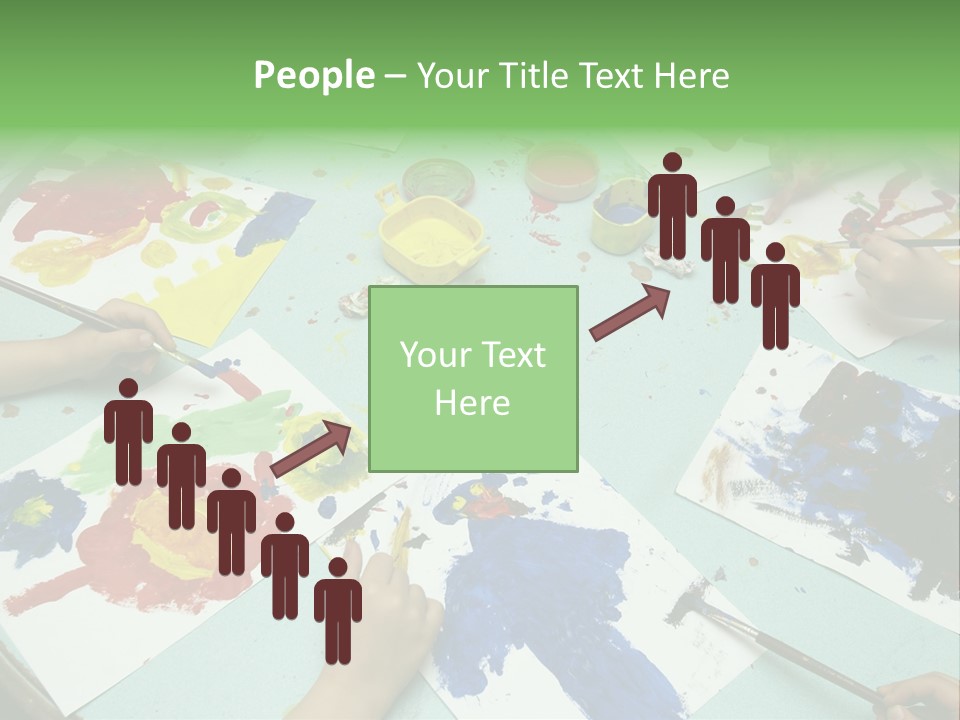 Little Children Painting During Art Class PowerPoint Template