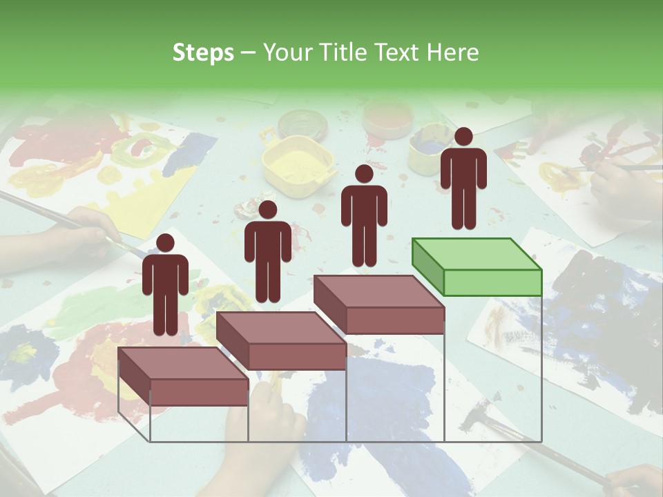 Little Children Painting During Art Class PowerPoint Template