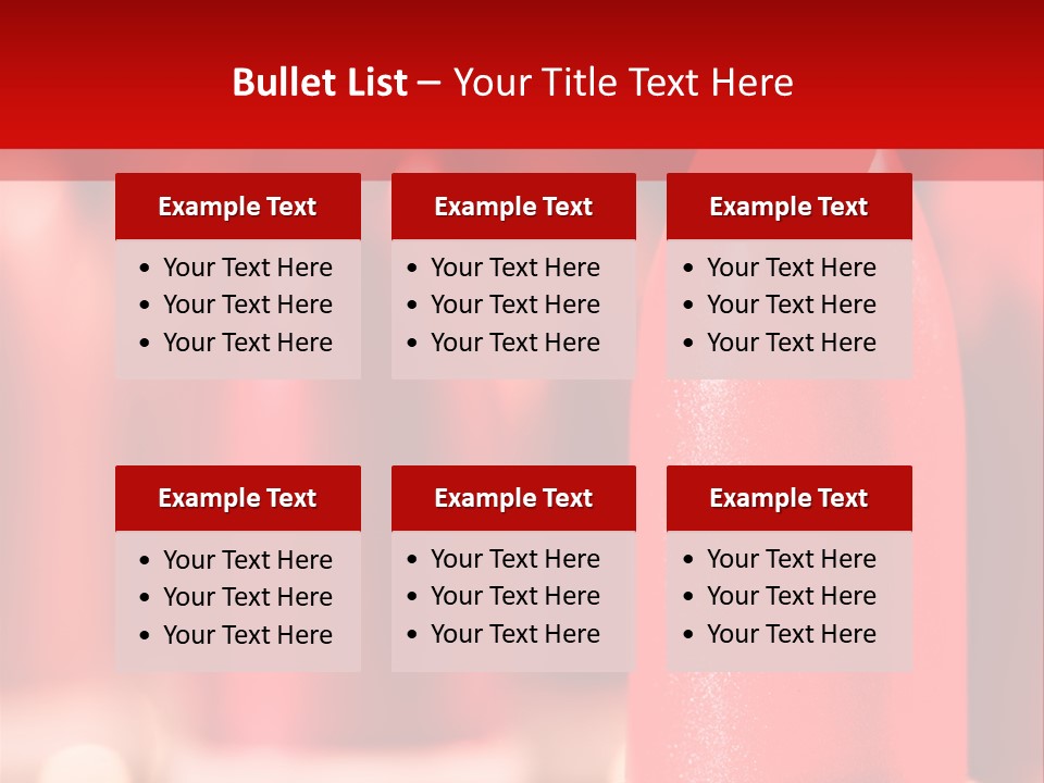 A Group Of Red Lipsticks On A Red Background PowerPoint Template