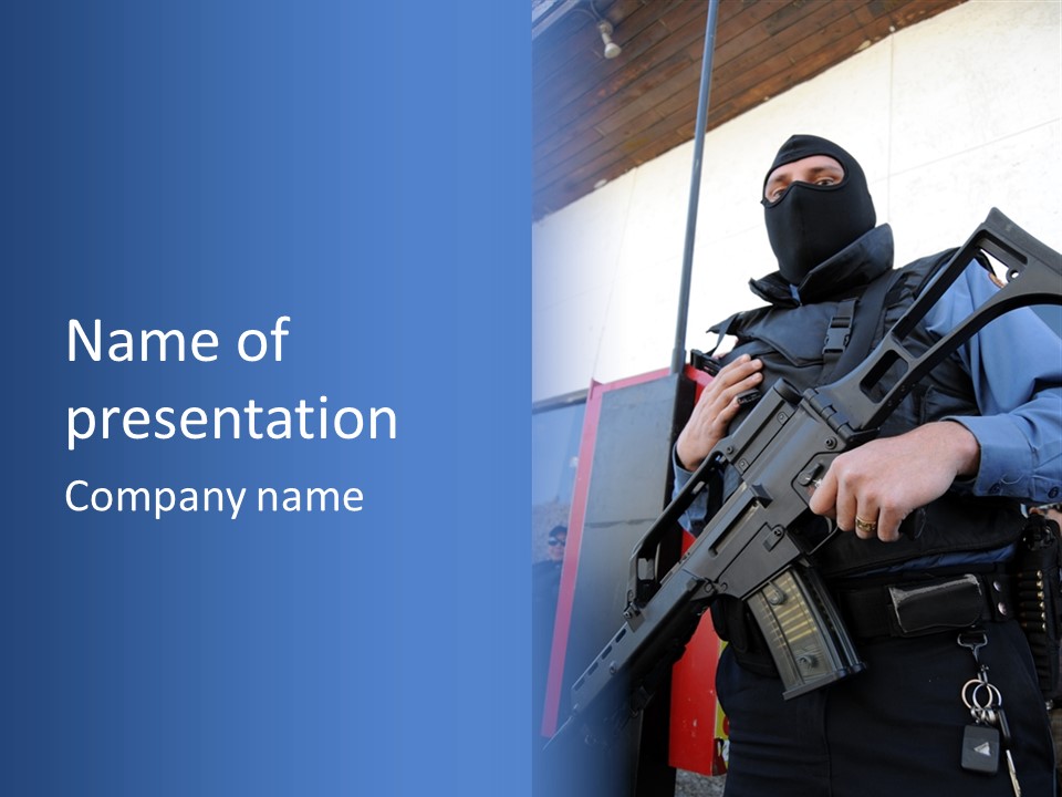 A Man In A Black Mask Holding A Gun PowerPoint Template