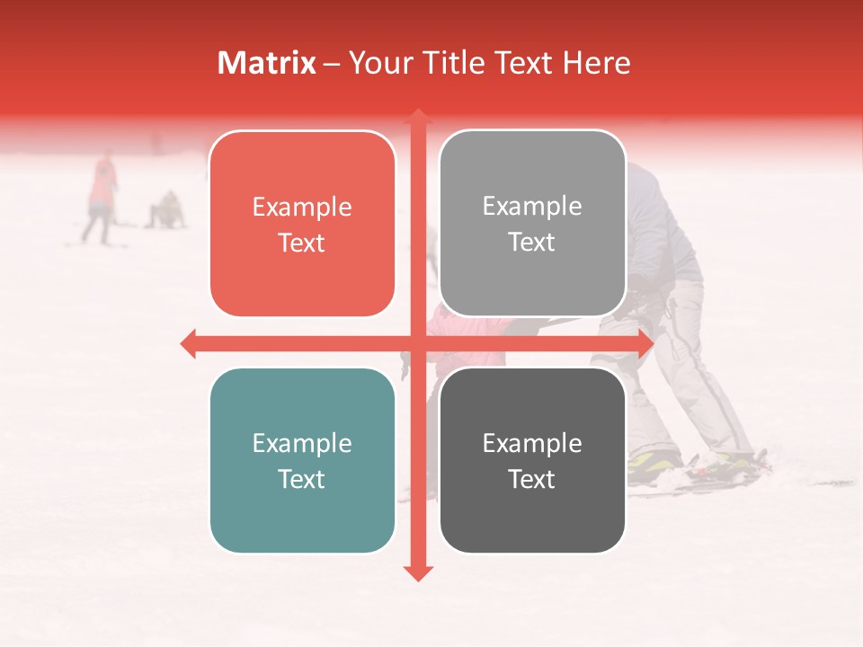 A Man Helping A Child On Skis In The Snow PowerPoint Template