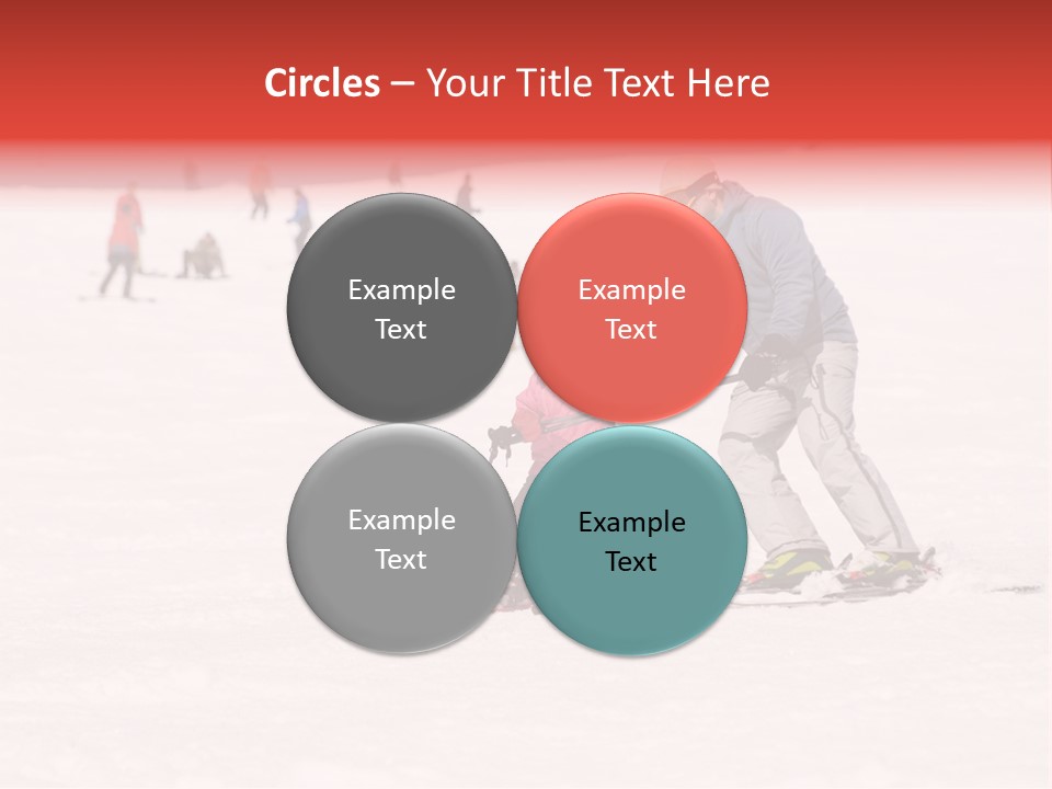 A Man Helping A Child On Skis In The Snow PowerPoint Template