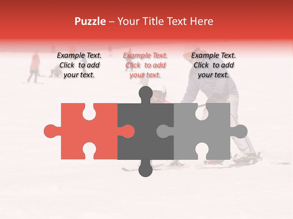 A Man Helping A Child On Skis In The Snow PowerPoint Template