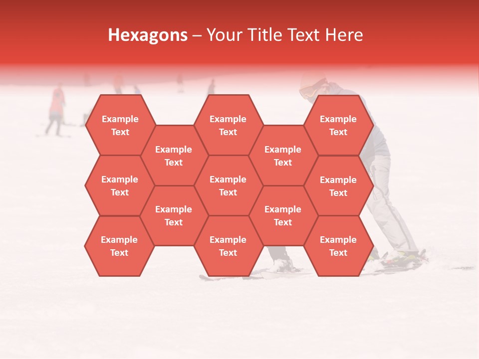 A Man Helping A Child On Skis In The Snow PowerPoint Template