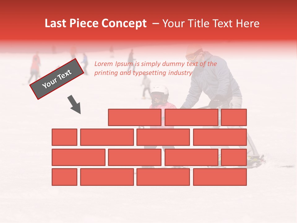 A Man Helping A Child On Skis In The Snow PowerPoint Template