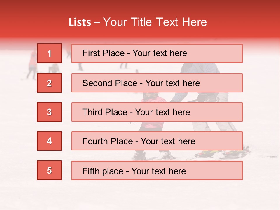 A Man Helping A Child On Skis In The Snow PowerPoint Template