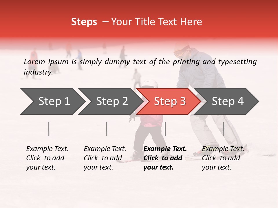 A Man Helping A Child On Skis In The Snow PowerPoint Template