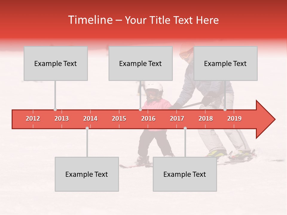 A Man Helping A Child On Skis In The Snow PowerPoint Template