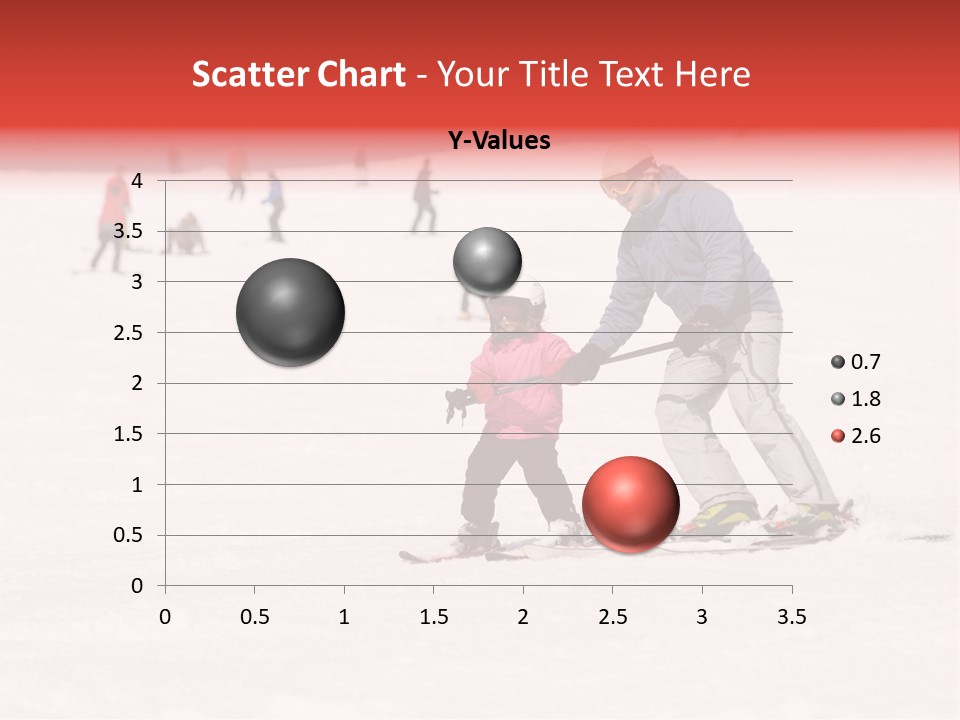 A Man Helping A Child On Skis In The Snow PowerPoint Template