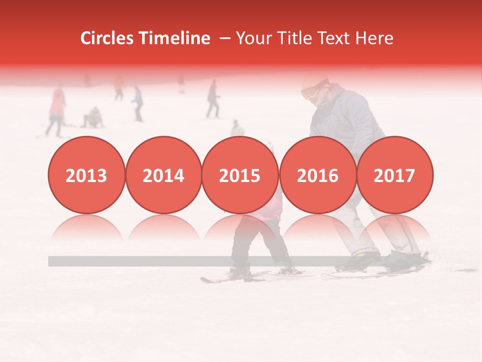 A Man Helping A Child On Skis In The Snow PowerPoint Template