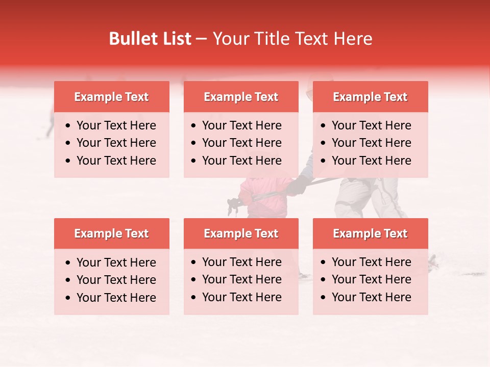 A Man Helping A Child On Skis In The Snow PowerPoint Template