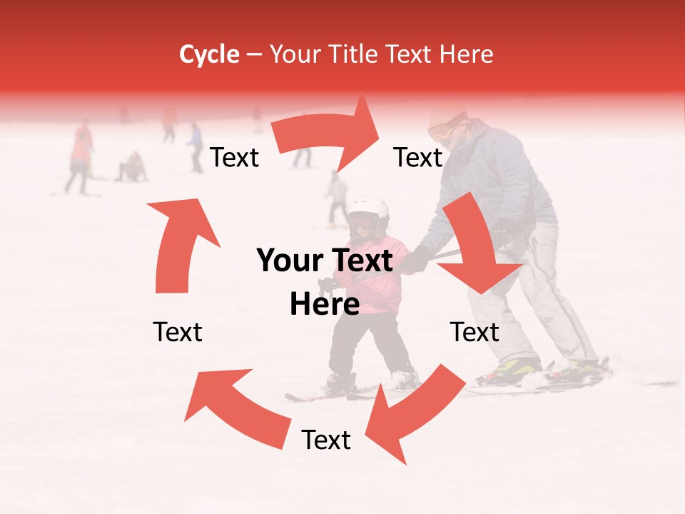 A Man Helping A Child On Skis In The Snow PowerPoint Template